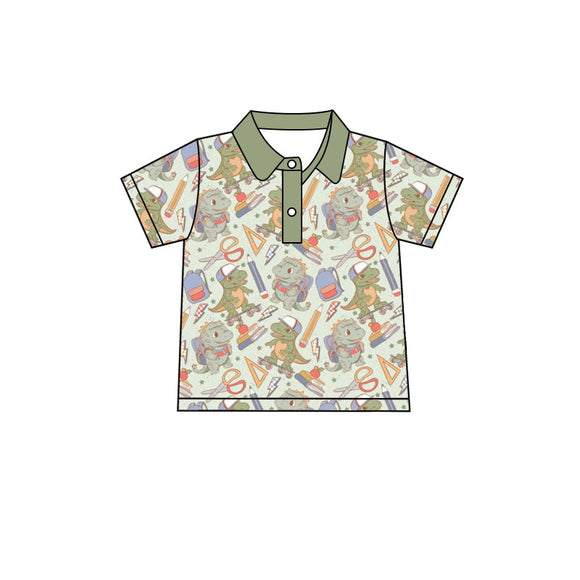 Deadline May 12 pre order Short sleeves dinosaur kids boys back to school polo shirt