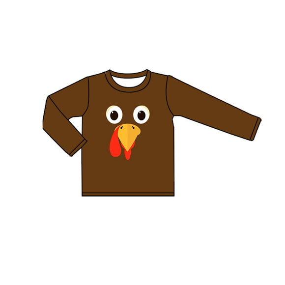 BT0713 pre order long sleeves Thanksgiving Day brown boy top