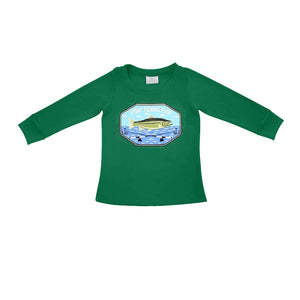 BT0728 pre order long sleeves cotton fish green boy top