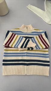 BT0780 pre order Long sleeves striped zip sweater