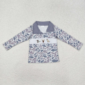 BT0904 long sleeve embroidery hunting camo zipper pullover