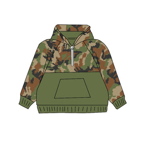 Pre-order BT0911 long sleeve hunting green zipper pullover