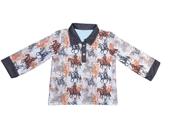 Pre-order BT0944 western cowboy boy polo top