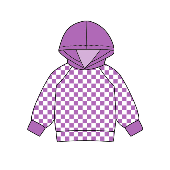 Pre-order BT0976 long sleeve purple checkerboard hoodies