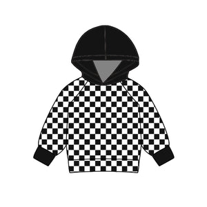 Pre-order BT0977 long sleeve black checkerboard hoodies