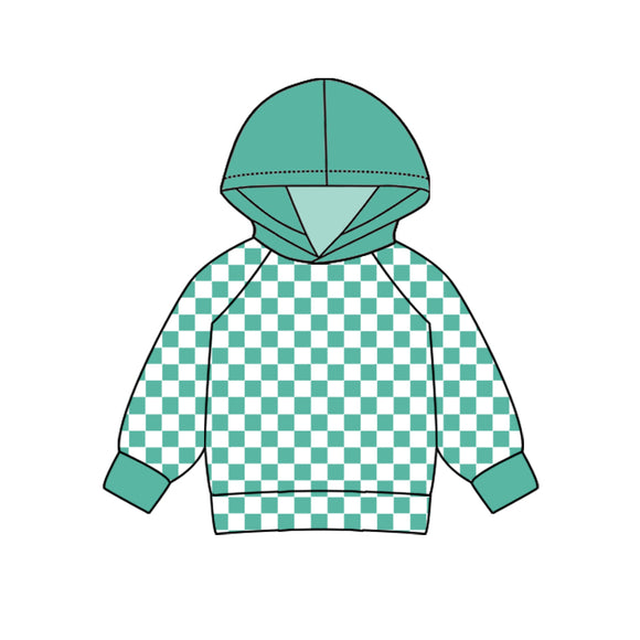 Pre-order BT0978 long sleeve green checkerboard hoodies