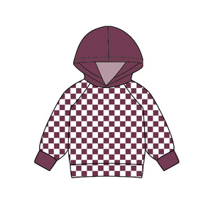 Pre-order BT0979 long sleeve brown checkerboard hoodies