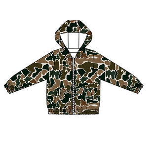 Pre-order BT1034 long sleeve camo milk silk  zipper coat