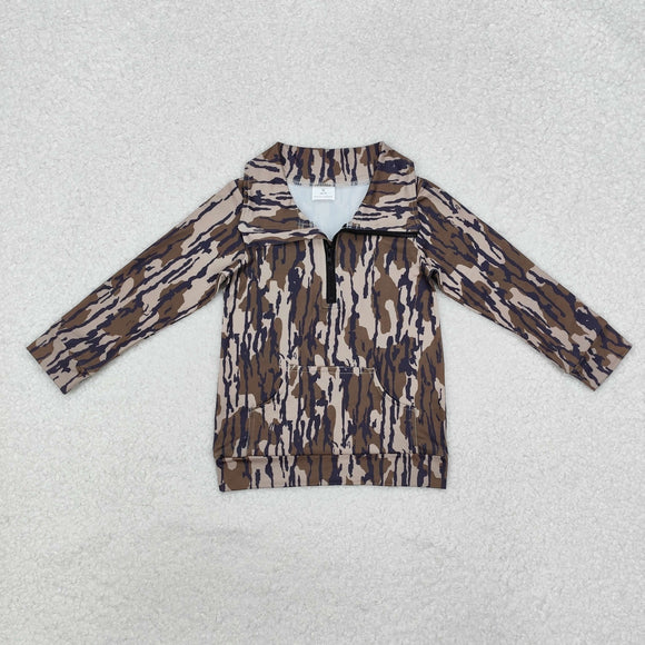 BT1035 long sleeve camo milk silk kids zipper pullover