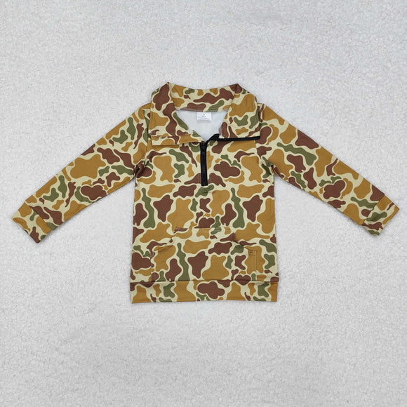 BT1039 long sleeve camo milk silk kids zipper pullover