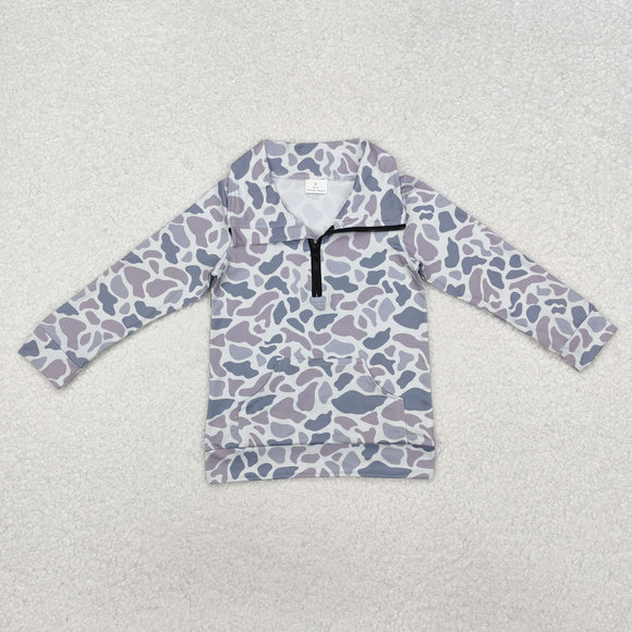 BT1041 long sleeve camo milk silk kids zipper pullover