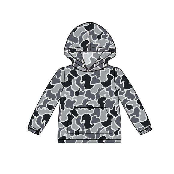 Pre-order BT1063 long sleeve camo grey milk silk hoodie