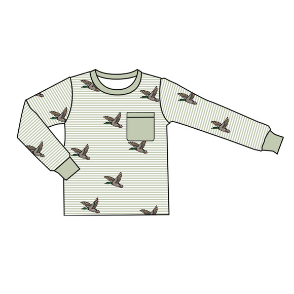 Pre-order BT1070 long sleeve mallard ducks green top