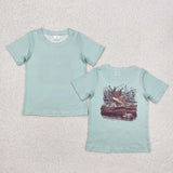 BT1081 Boys dog hunting duck green short sleeve top