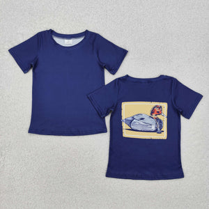 BT1083 Boys yellow duck dark blue short sleeve shirt top