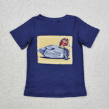 BT1083 Boys yellow duck dark blue short sleeve shirt top