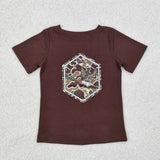 BT1090 Boys brown vinyl duck short sleeve shirt top