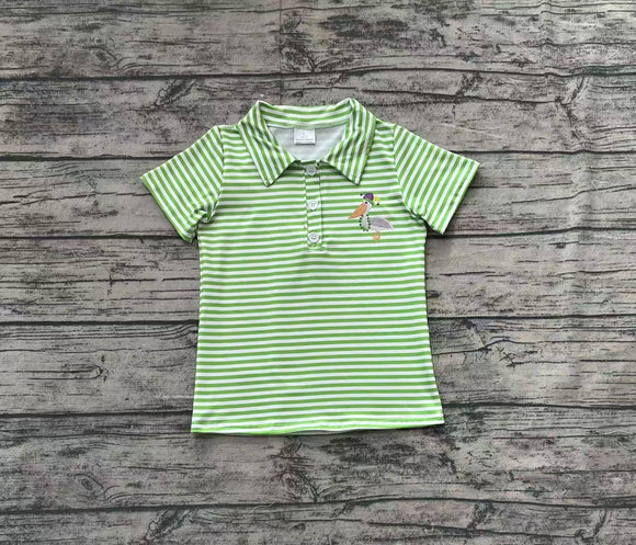 Pre-order BT1094 Boys stripe green short sleeve shirt top