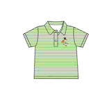 Pre-order BT1094 Boys stripe green short sleeve shirt top