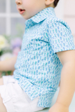 Pre-order BT1113 baby boys blue green seahorse shirt top （Deadline Dec.18）