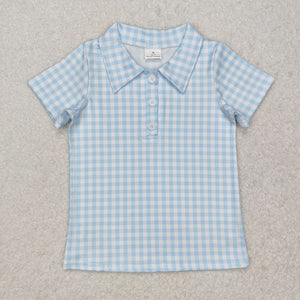 BT1125 baby boys blue plaid shirt top