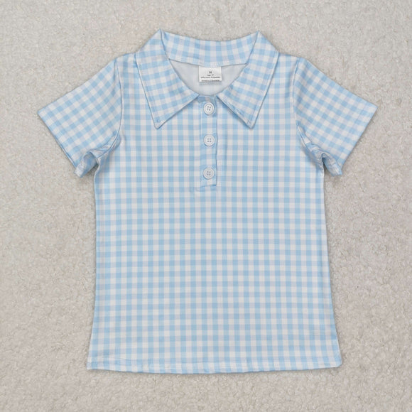 BT1125 baby boys blue plaid shirt top