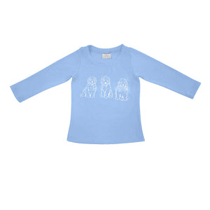 Pre-order BT1128 Boys blue long sleeve puppy top (Deadline Dec.27)