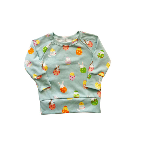 Pre-order BT1137 boy Easter bunny clothes green long sleeve shirt top (Deadline Jan.11)