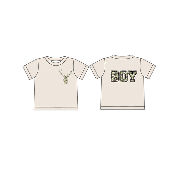 Pre-order BT1138 baby boys cam deer BOY short sleeves shirt top  (Deadline Jan.11)