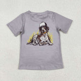 BT1149 baby boys grey dog short sleeves shirt top