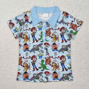 BT1158 baby boys cartoon story short sleeves shirt top