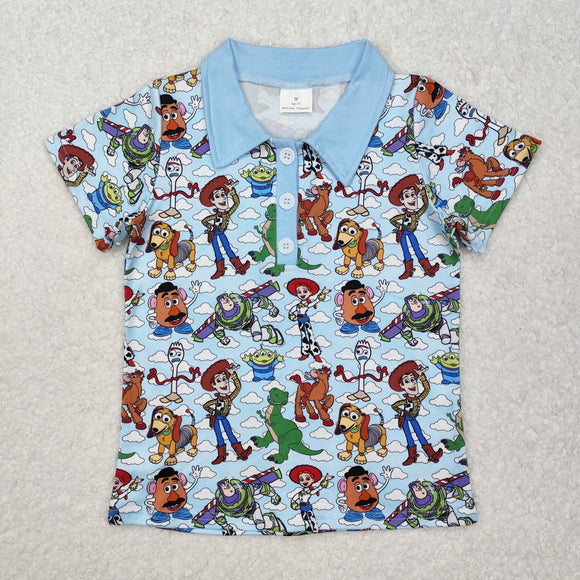 BT1158 baby boys cartoon story short sleeves shirt top