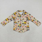 BT1254 Christmas baby boys Fire engine button shirt top