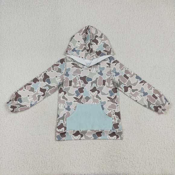 USA BT1268 baby boys duck deer green camo hoodie