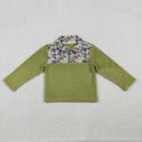 BT1308 baby boys green camo zipper hoodies top