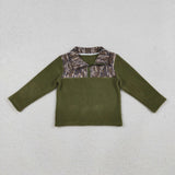 BT1317 baby boys green camo long sleeve pullover top