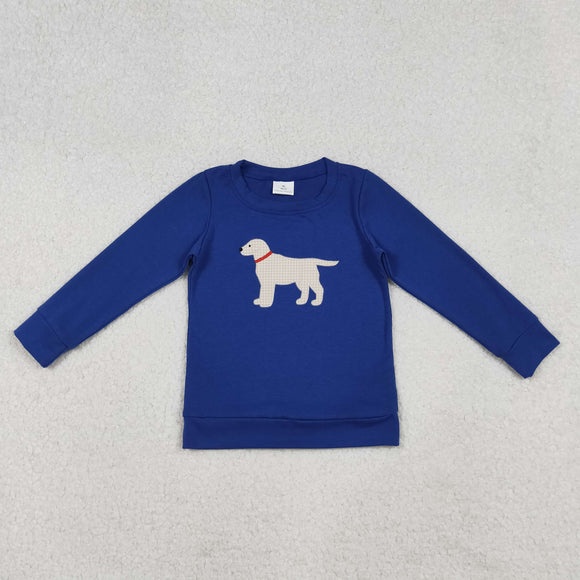 BT1333  toddler boy clothes embroidered dog boys winter top