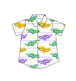 10.1 Pre-order BT1393  baby boys Crocodile button short sleeve shirt top
