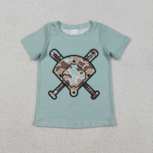 BT1422 baby boys baseball camo short sleeve shirt top