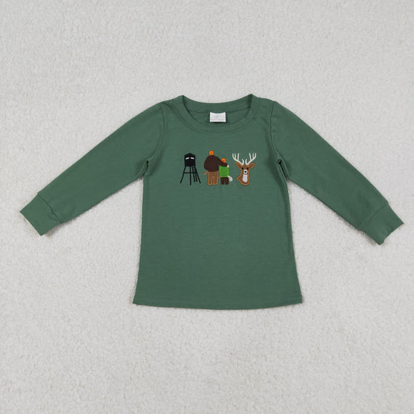 BT1438 baby boys deer green long sleeve shirt top