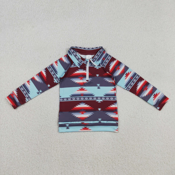 BT1467 western long sleeve aztec pullover