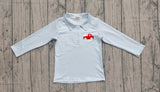 11.15 Pre-order BT1573 baby boys Valentine's embroidered tractor button blue stripe  top
