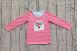 11.15 Pre-order BT1574 baby boys Embroidered Valentine's letter red stripe  top
