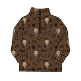 11.18 Pre-order BT1597 baby boys cow brown long sleeve zipper pullover