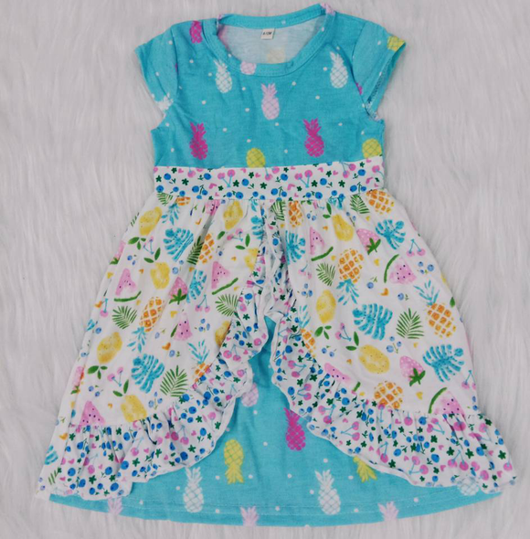 C0-13-1  Pineapple blue summer girl dress