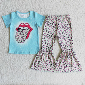girl clothing Summer blue short sleeve  trouser outfits