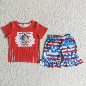 C15-2 4th of July cow Girl's Summer outfits