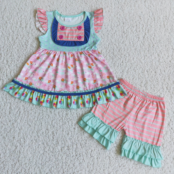 C7-22 Flamingo Girl's Summer outfits