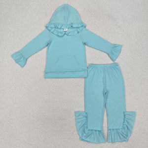 GLP2057 long sleeve cotton blue girls outfits