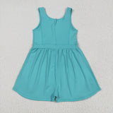 SR3023 baby girls blue green sleeveless Jumpsuit  yoga